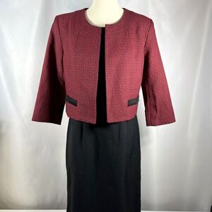 Isabella Suits Womens 2 Piece Dress & Jacket Red & Black Career Suit Size 8